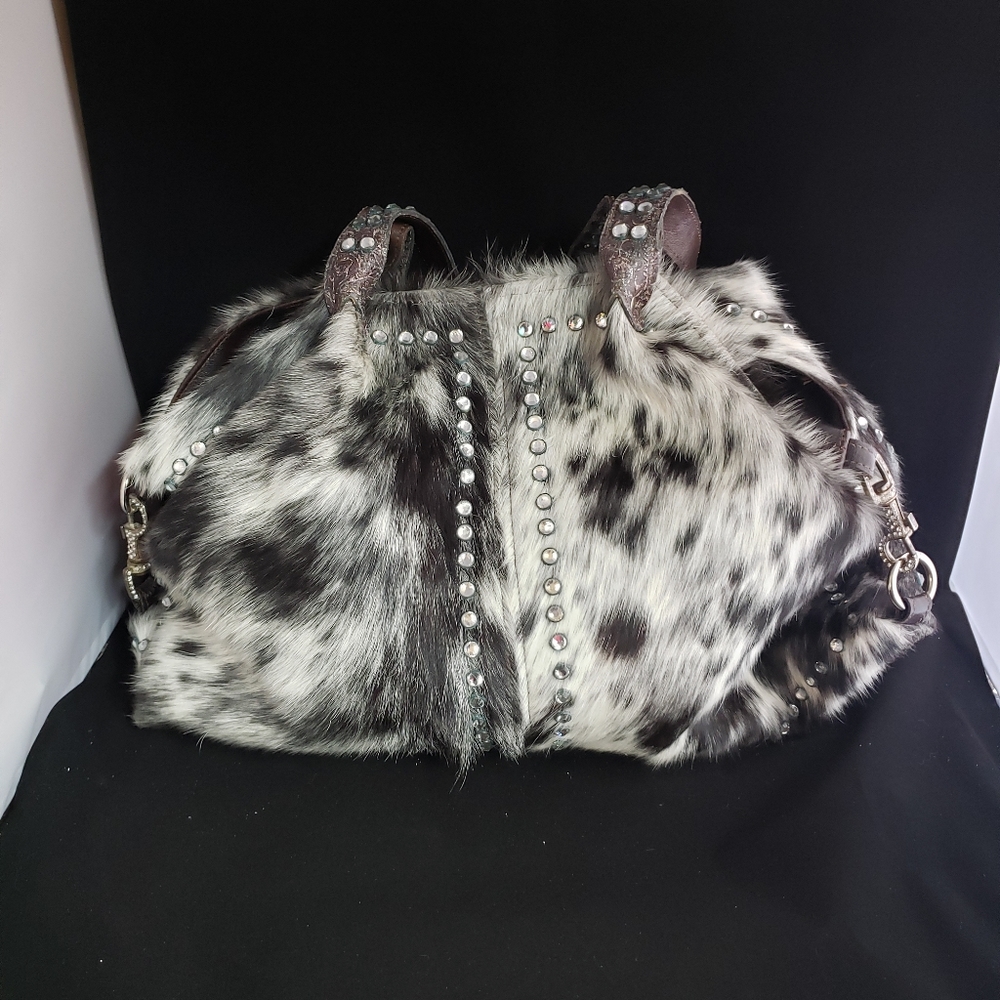 Raviani Hair On Hide Swarovski Crystal Handbag